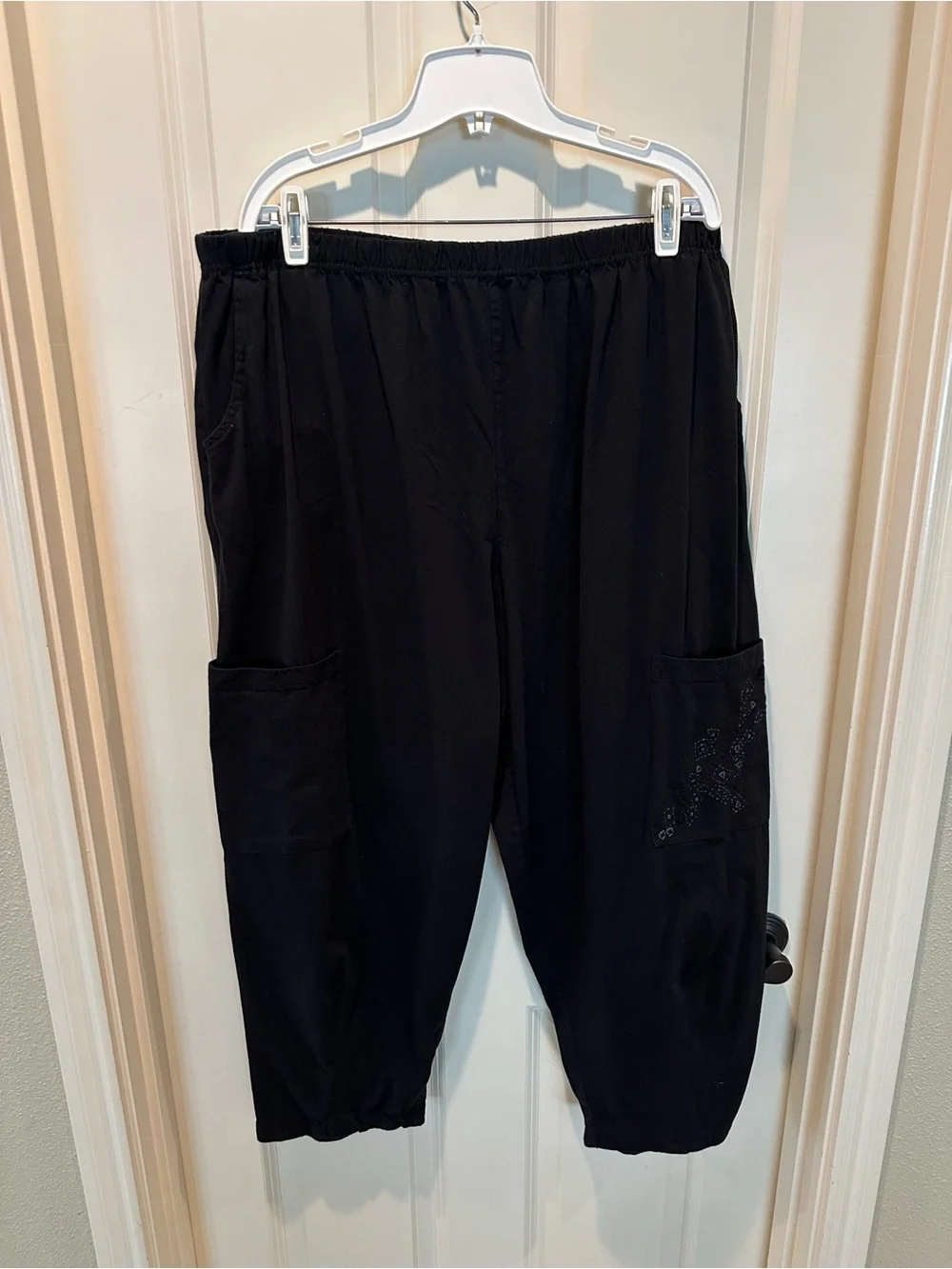 Marketplace Black Women's Elastic-Waist Cargo Joggers